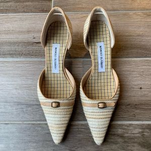 Manolo Blahnik Tweed C Floran Kitten Heel Sz. 38.5